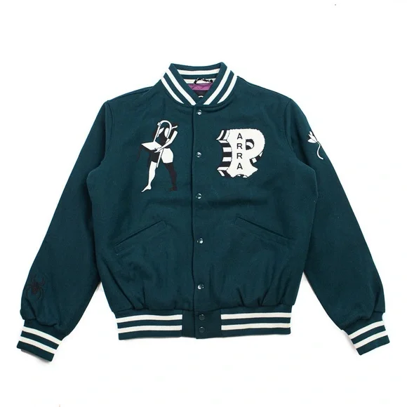 PARRA CLOUDY STAR VARSITY JACKET (PINE GREEN) XL - Picture 1 of 8